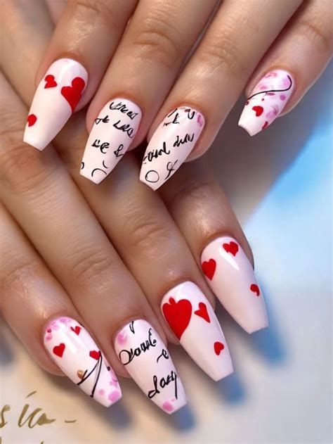 valentines fake nails